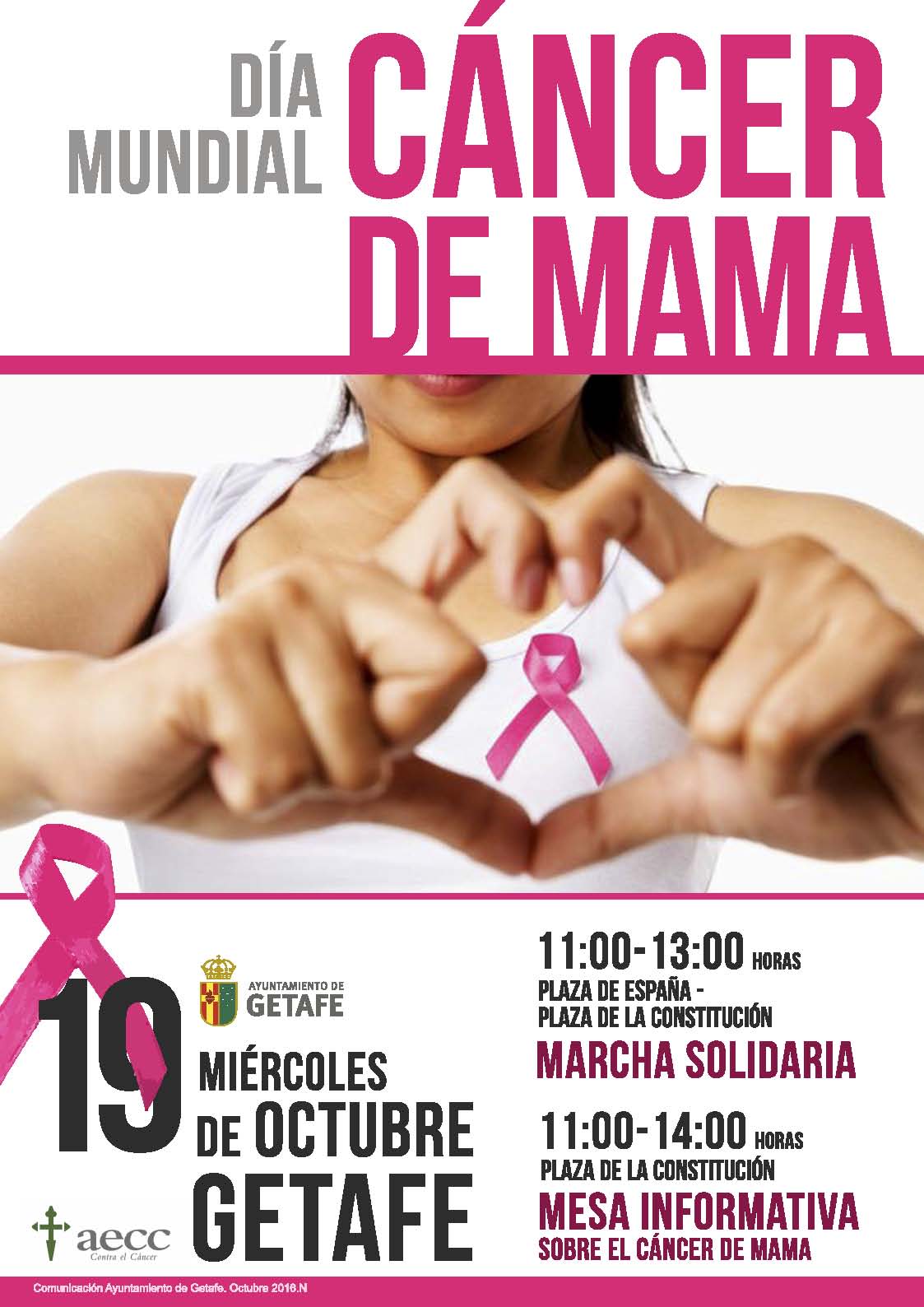 Getafe se pone el lazo rosa contra el cáncer de mama