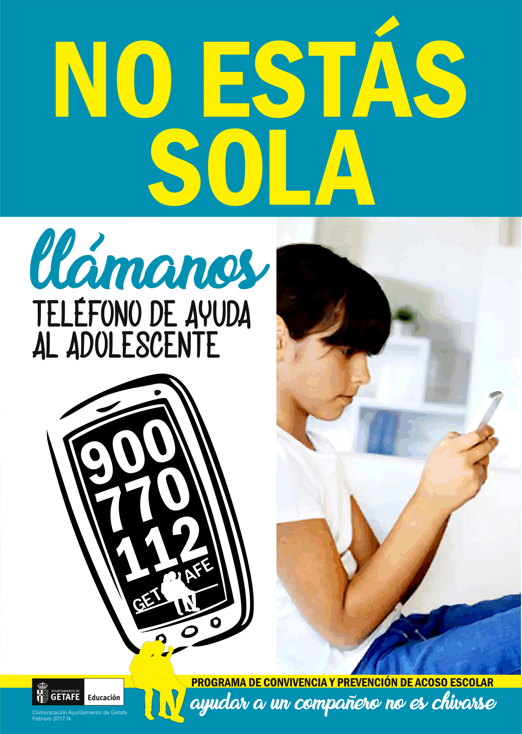 ‘No estás solo/a’  si te sientes acosado llama al 900 770 112