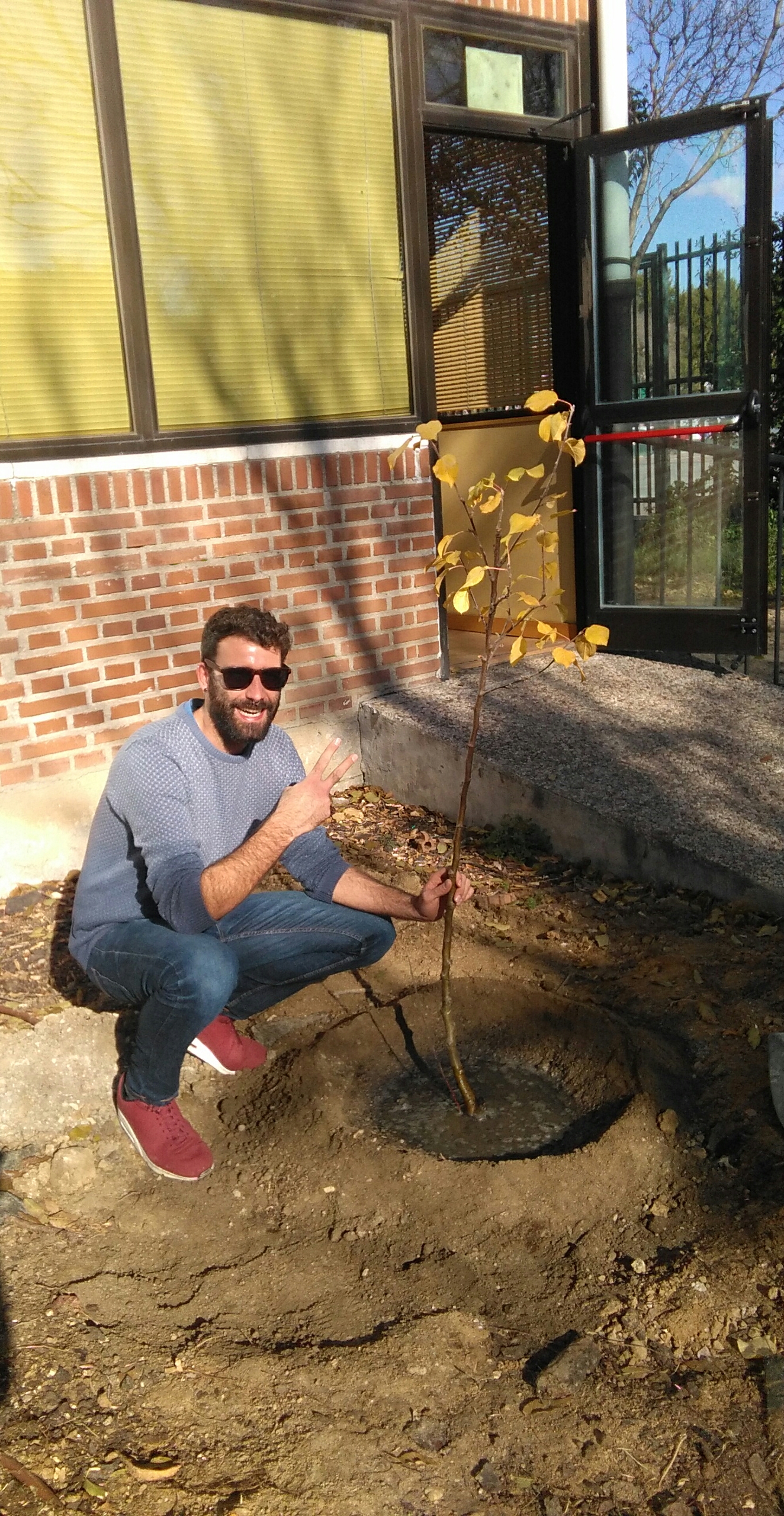Plantamos en el Espacio Getafe Joven, un manzano muy especial regalo del El Guijo de Avila