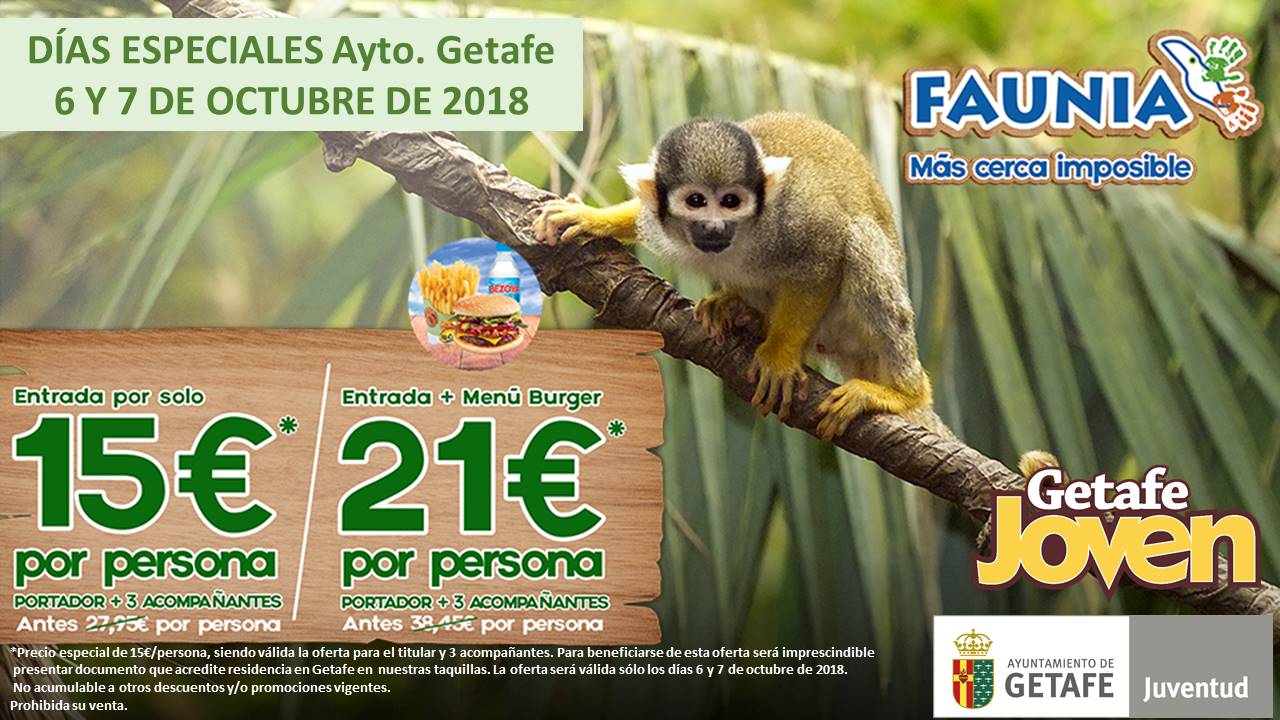Este otoño Faunia vuelve a ofertar descuentos especiales con el carné Getafe Joven