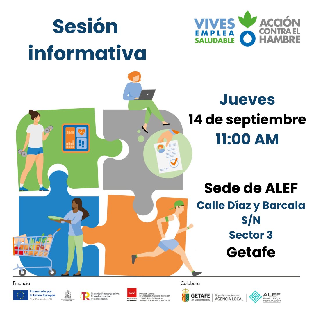 #VivesEmpleaSaludable un  programa gratuito para personas desempleadas de Getafe que te ayuda a encontrar empleo de forma saludable
