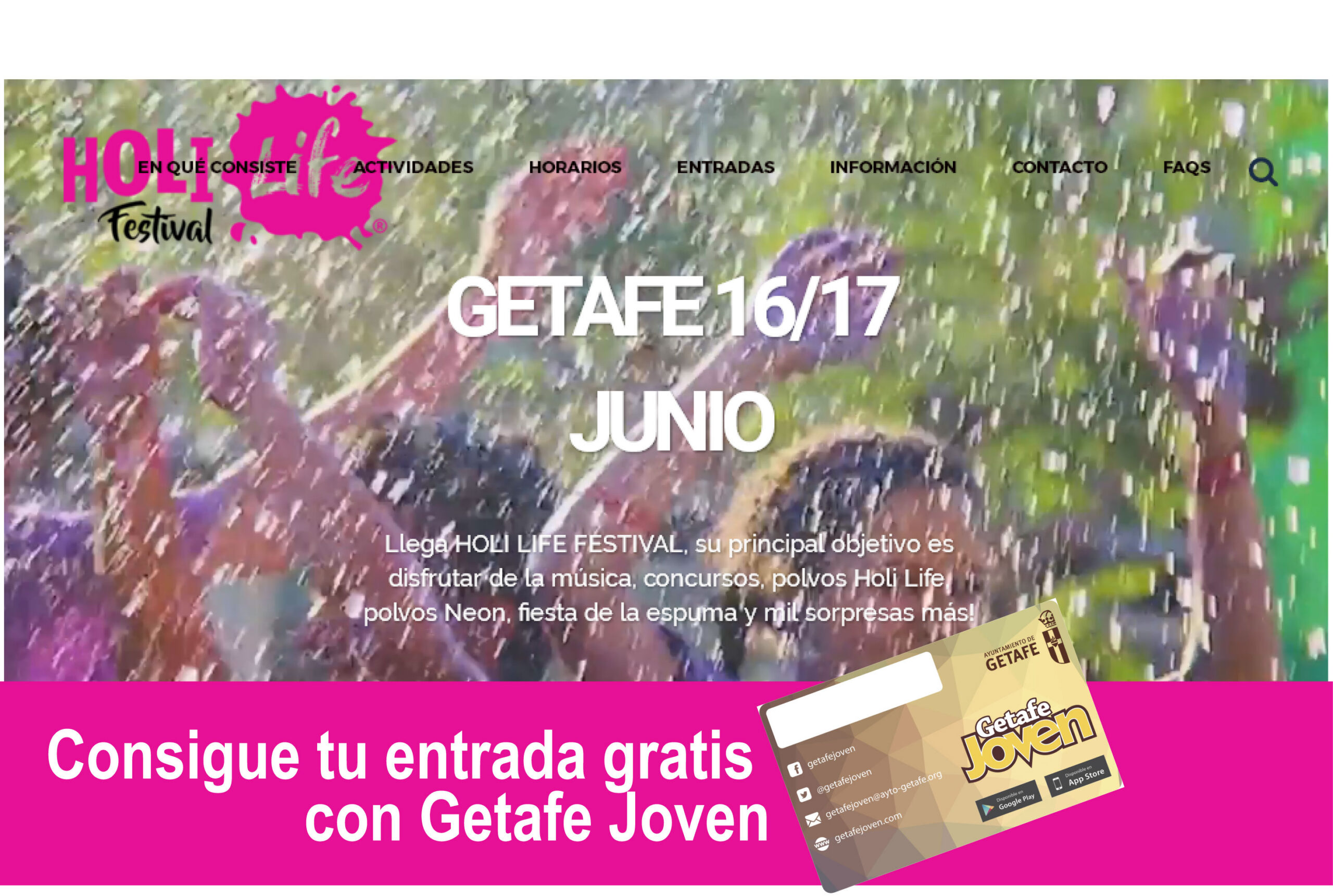 Getafe Joven reparte abonos gratis para el Holli Life festival.