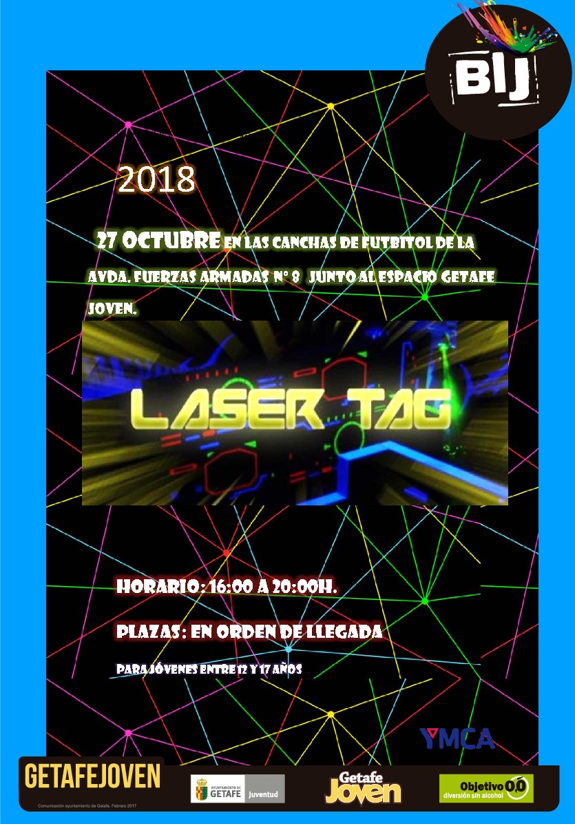 Sesión gratuita de LaserTag en Getafe para jóvenes entre 12 y 17 años con la BIJ18