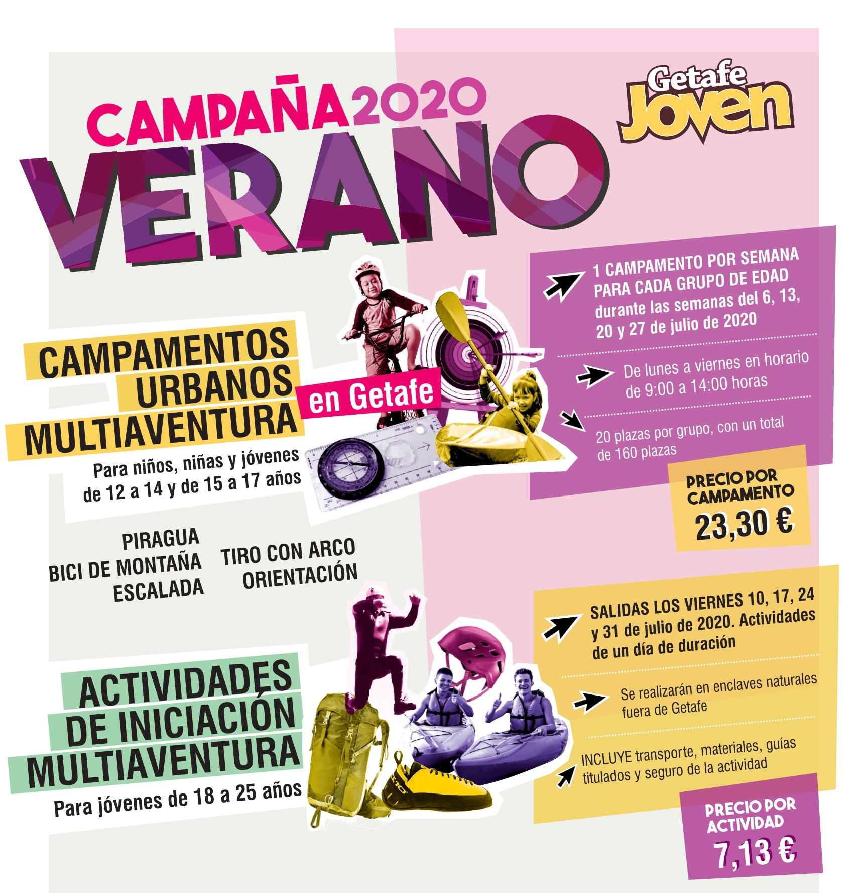 Campamentos urbanos y actividades multiaventura para edades entre 12 y 25 años. La oferta de Juventud para este verano