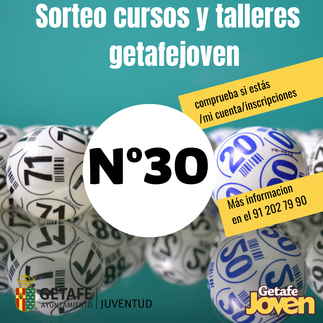 Oferta de cursos y talleres Getafe Joven: Resultados del sorteo