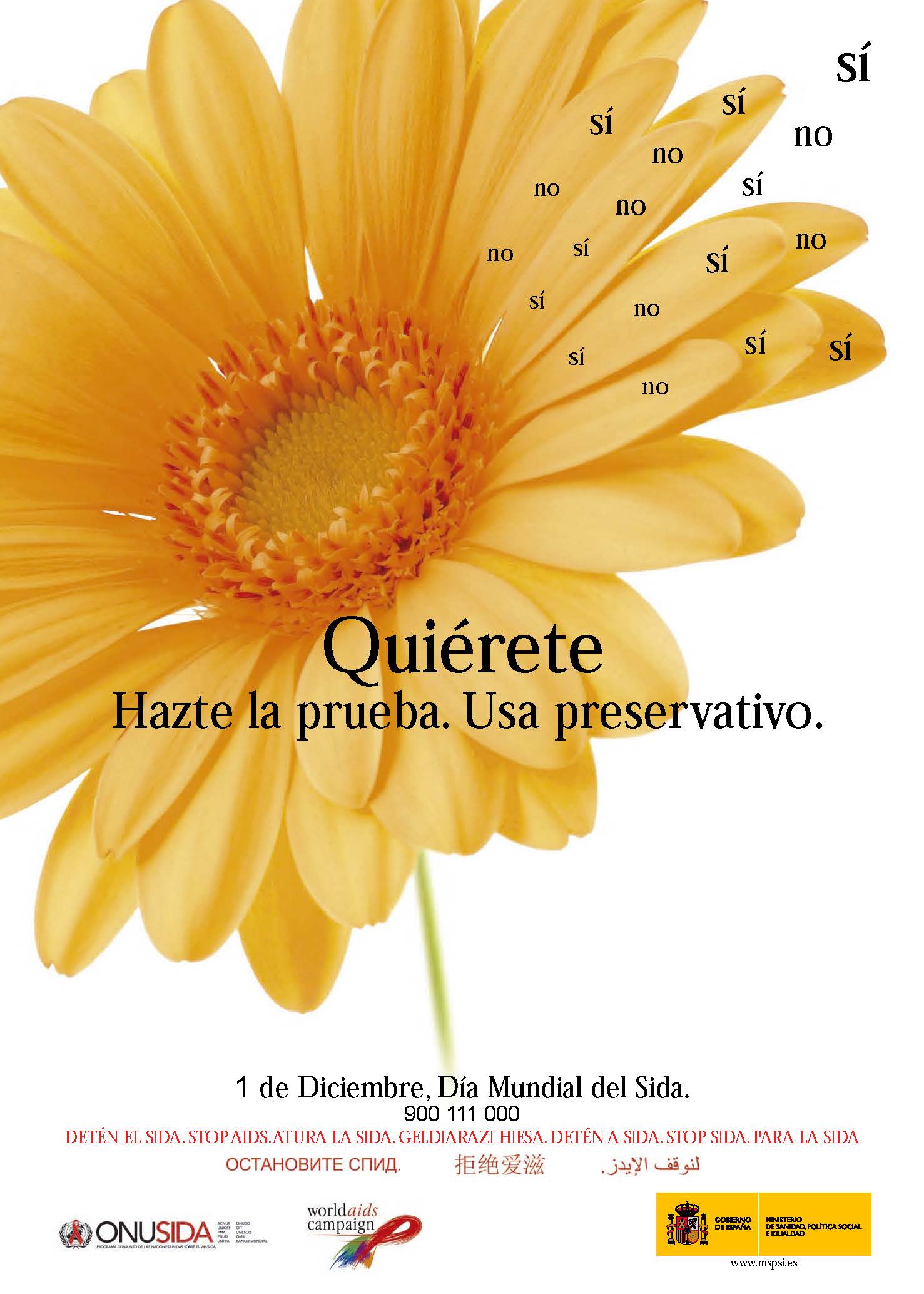 Quiérete, usa preservativo, hazte la prueba