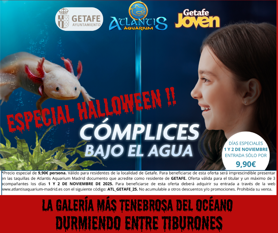 Visita Atlantis Aquarium con los días especiales de Getafe y duerme la noche de Halloween entre tiburones