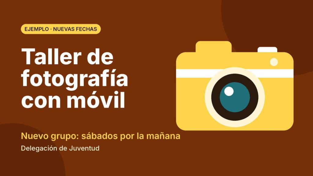 Cartel del taller de fotografía con las nuevas fechas